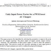 Unity Input Power Factor for a PWM boost AC Chopper