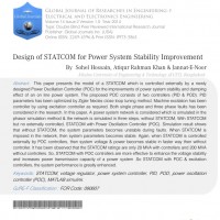 شبیه سازی مقاله Design of STATCOM for Power System Stability Improvement