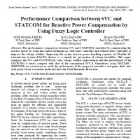 Performance Comparison between SVC and STATCOM for Reactive Power Compensation by Using Fuzzy Logic Controller