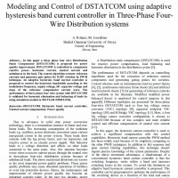 مدل سازی و کنترل DSTATCOM با استفاده از کنترل جریان باند هیسترزیس تطبیقی در سیستم های توزیع چهار سیم سه فاز