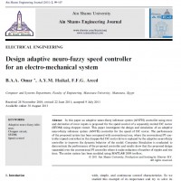 طراحی کنترلر سرعت فازی-عصبی تطبیقی برای یک سیستم الکترومکانیکی