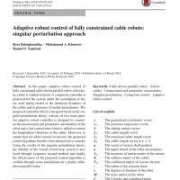 شبیه سازی مقاله Adaptive robust control of fully constrained cable robots: singular perturbation approach