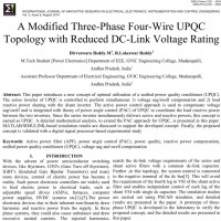شبیه سازی مقاله A Modified Three-Phase Four-Wire UPQC Topology with Reduced DC-Link Voltage Rating
