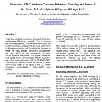 شبیه سازی مقاله Simulation of D.C. Machines Transient Behaviors: Teaching and Research